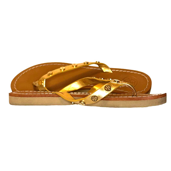 Tory Burch - Logo T Stud thong Sandals, Gold toned - Picture 4 of 6